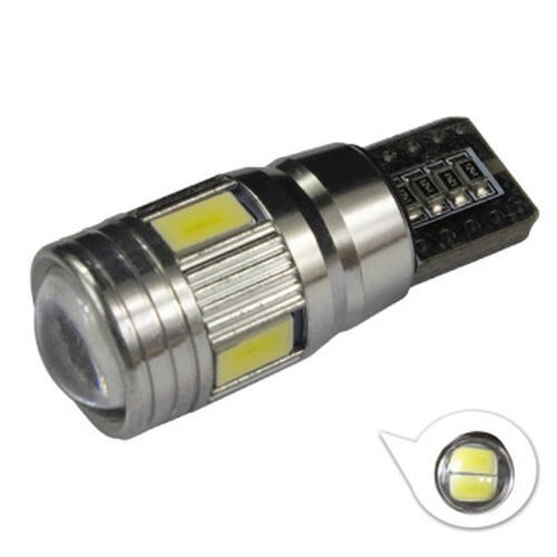 Авто лампа LED (тип T10 / w5w безцок.) 12V 6*SMD ЛИНЗА CANBUS (X0041/LED088)